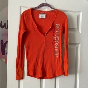 Aeropostale orange waffle shirt  stretch medium. Y2K